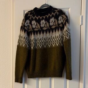 LA DoubleJ Olive and Black Geometric Sweater